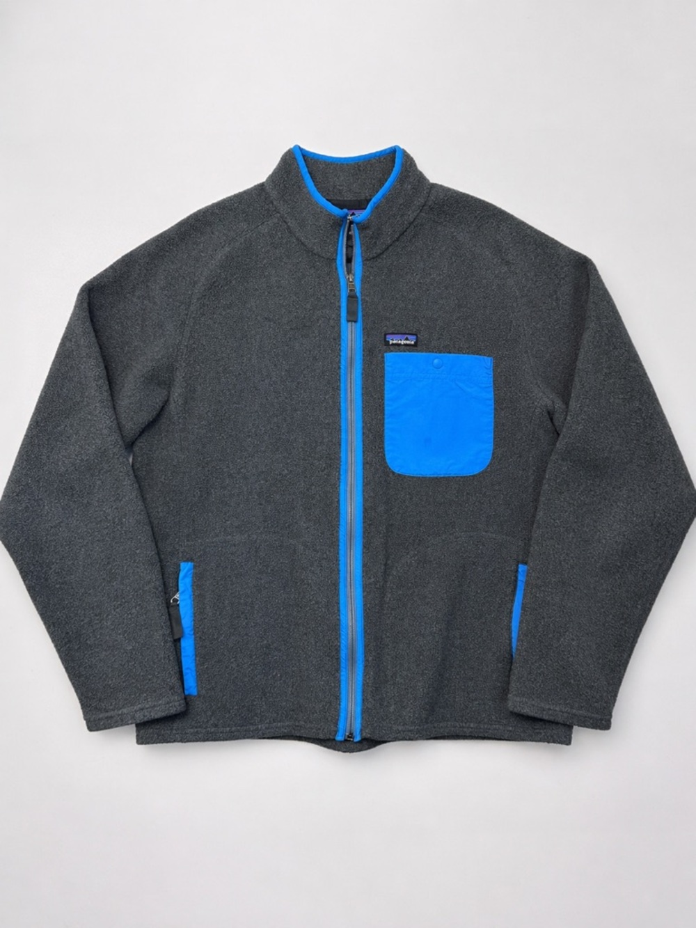 Patagonia Synchilla Fleece Jacket Mens L Gray Blue Full Zip Pocket